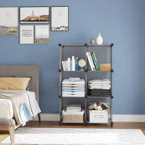 AWTATOS grey closet organizer fits bedrooms for easy clothes and shoe storage.