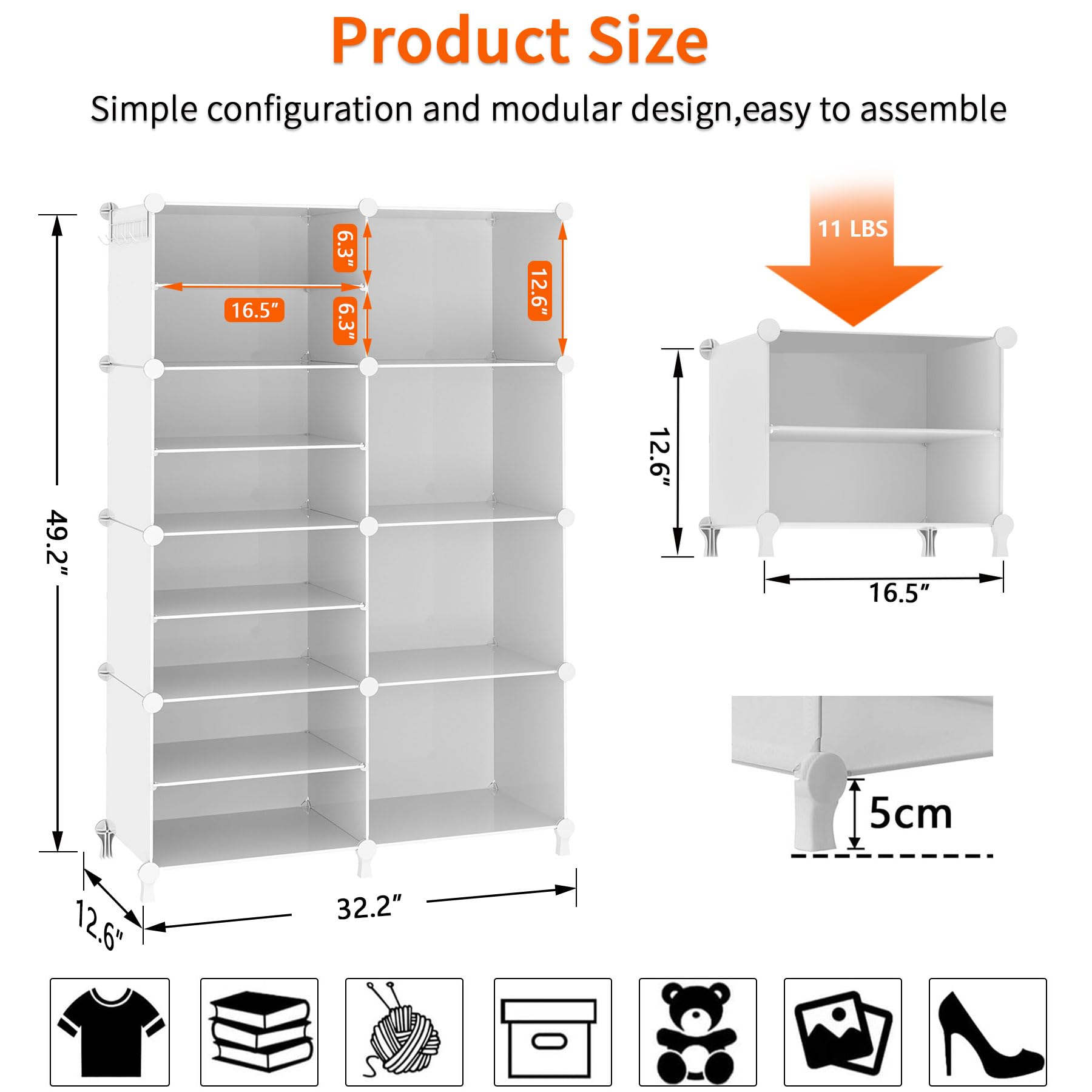AWTATOS polyethylene panels with metal frame provide durable, lightweight shelving.