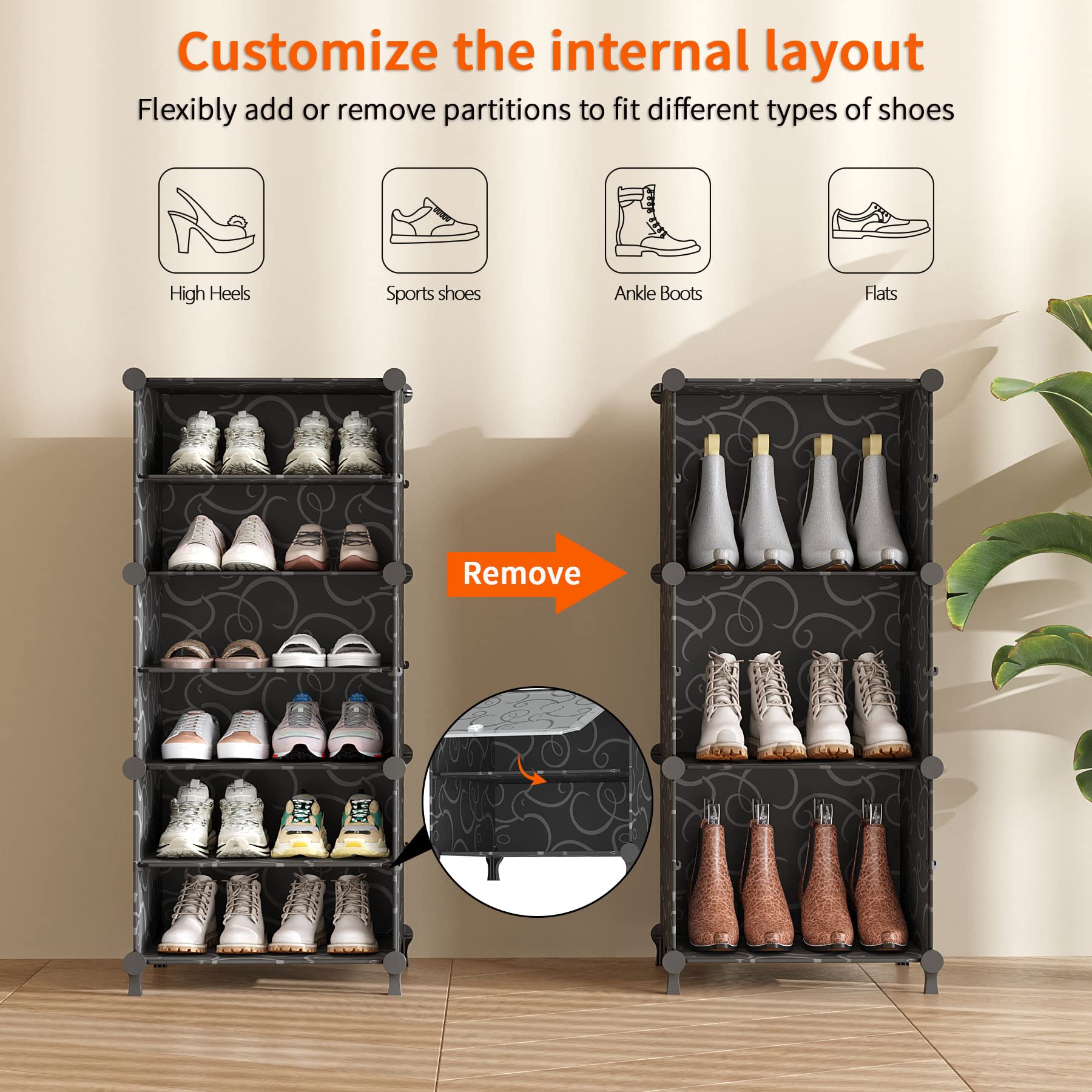AWTATOS PP plastic shoe storage durable, waterproof panels for easy cleaning