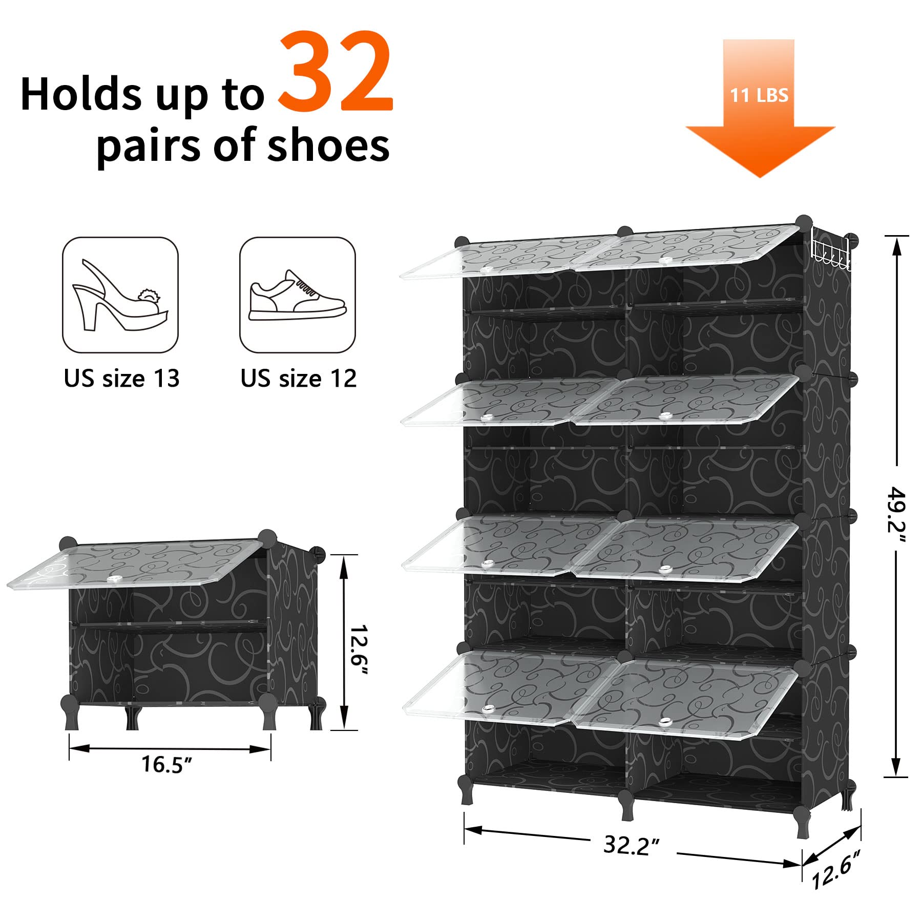 AWTATOS room closet shoe cabinet fits bedroom storage and reduces clutter