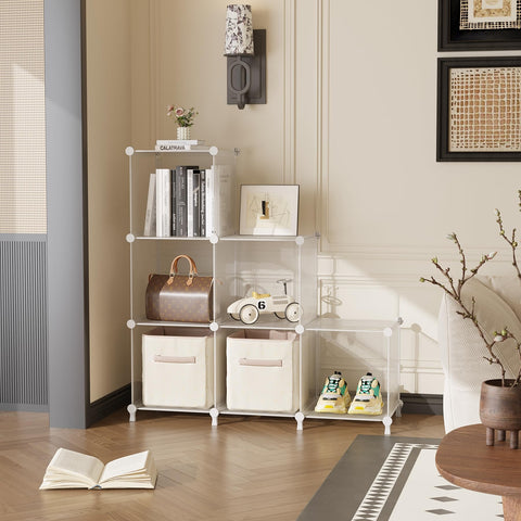 AWTATOS stackable closet shelves configuration in bedrooms or offices.