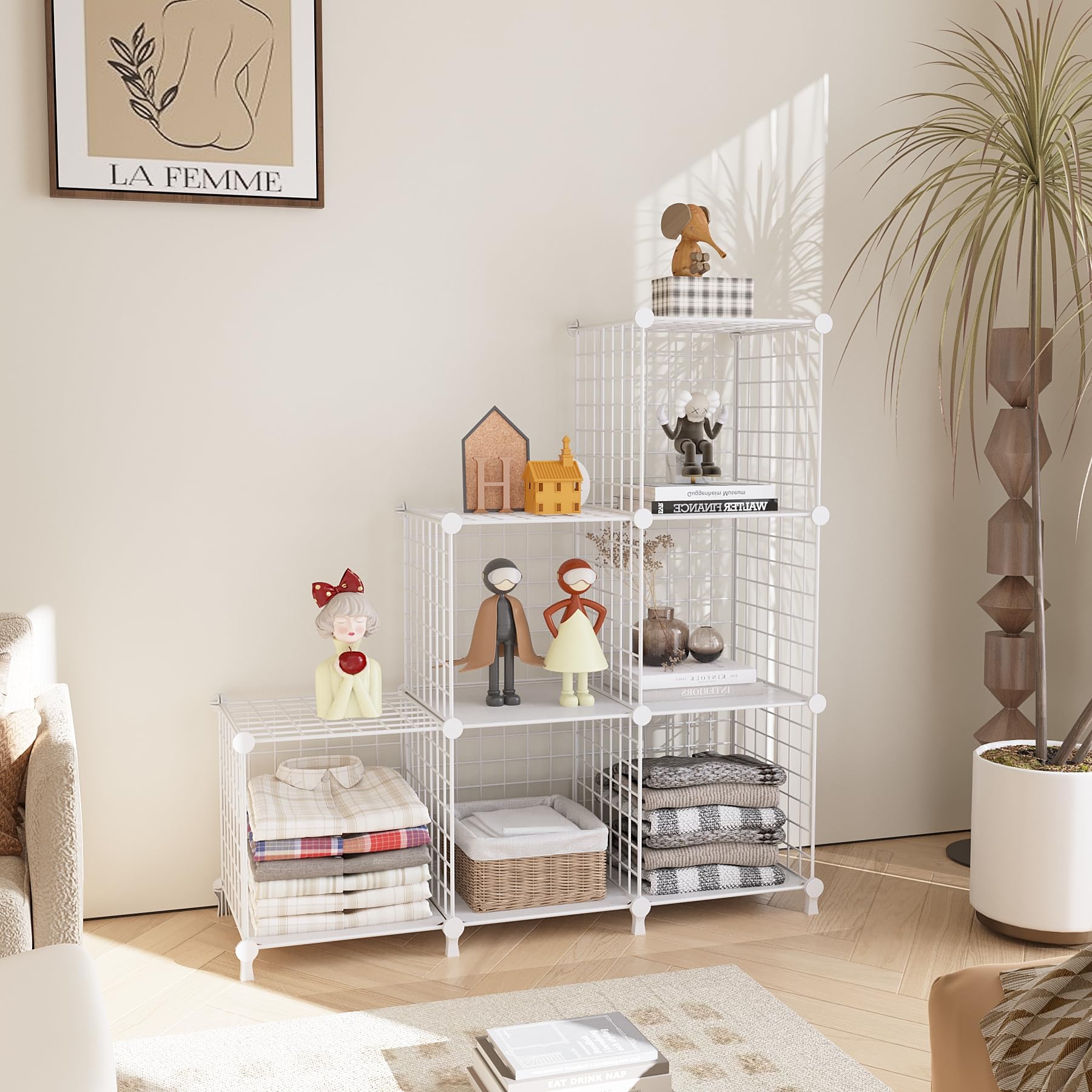 AWTATOS sturdy metal frame assembly highlights quick setup and stable shelves