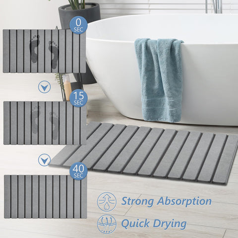 AWW bath mat demonstrates non-slip pad on smooth flooring