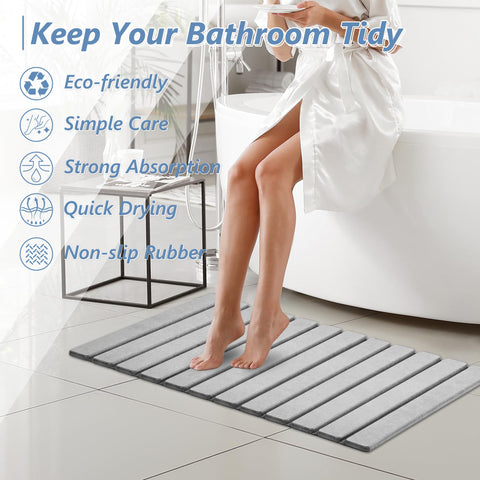 AWW Foldable Stone Bath Mat features absorbent diatomaceous earth surface