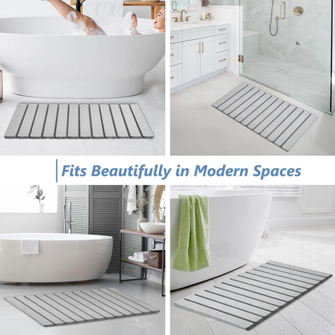 AWW Foldable Stone Bath Mat folds compactly for storage in small spaces