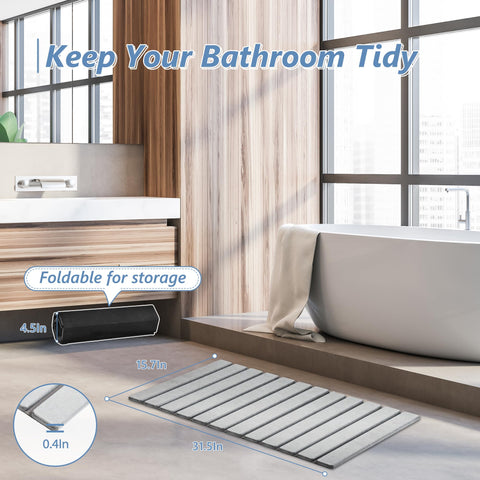 AWW Foldable Stone Bath Mat is easy to wipe clean and rinse