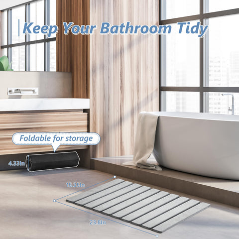 AWW Foldable Stone Bath Mat easy to wipe clean.
