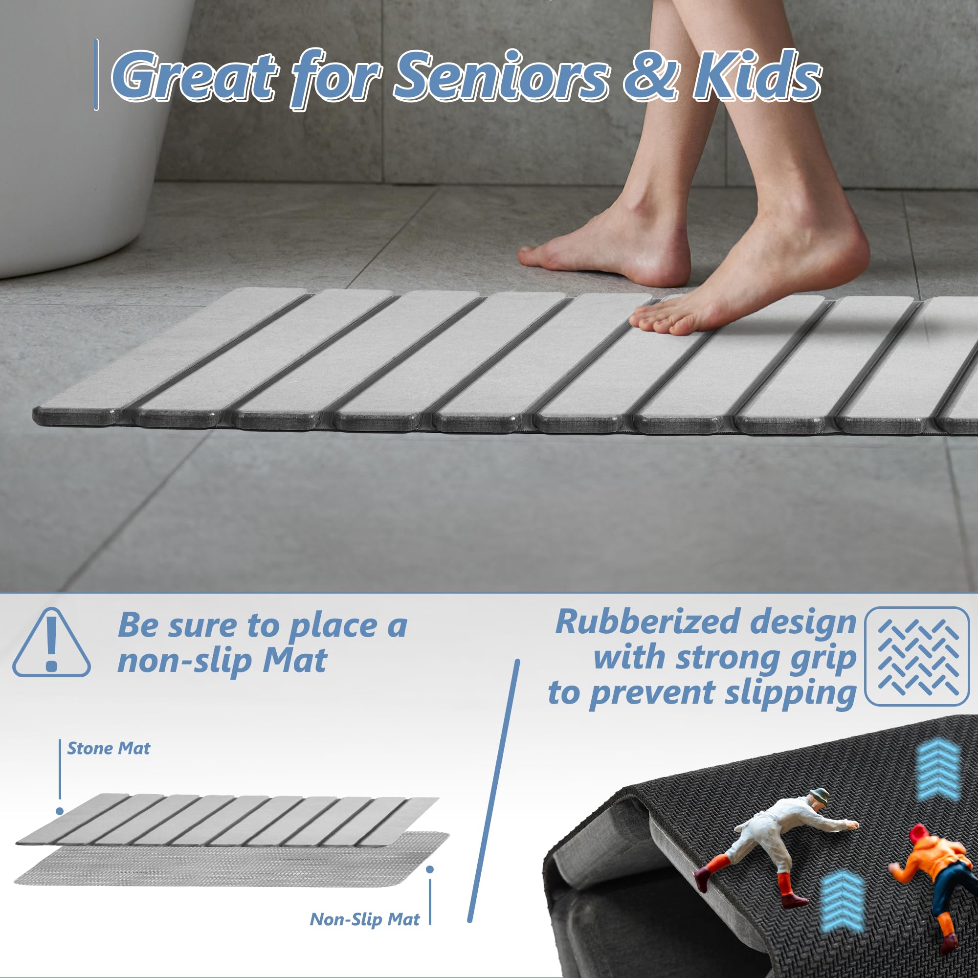 Folded AWW Bath Mat stored compactly in small bathrooms.