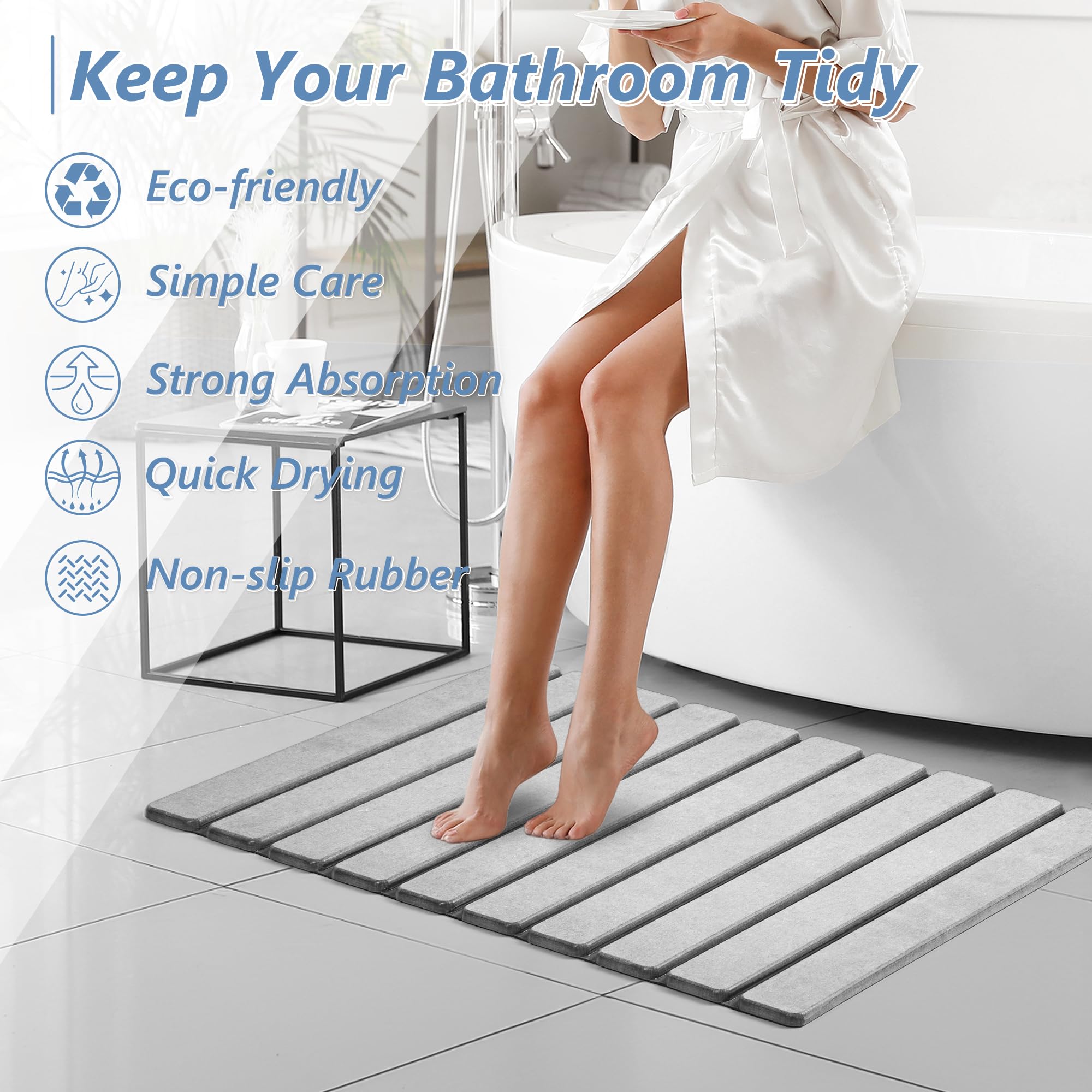 AWW mat in light grey complements modern bathrooms and decor.