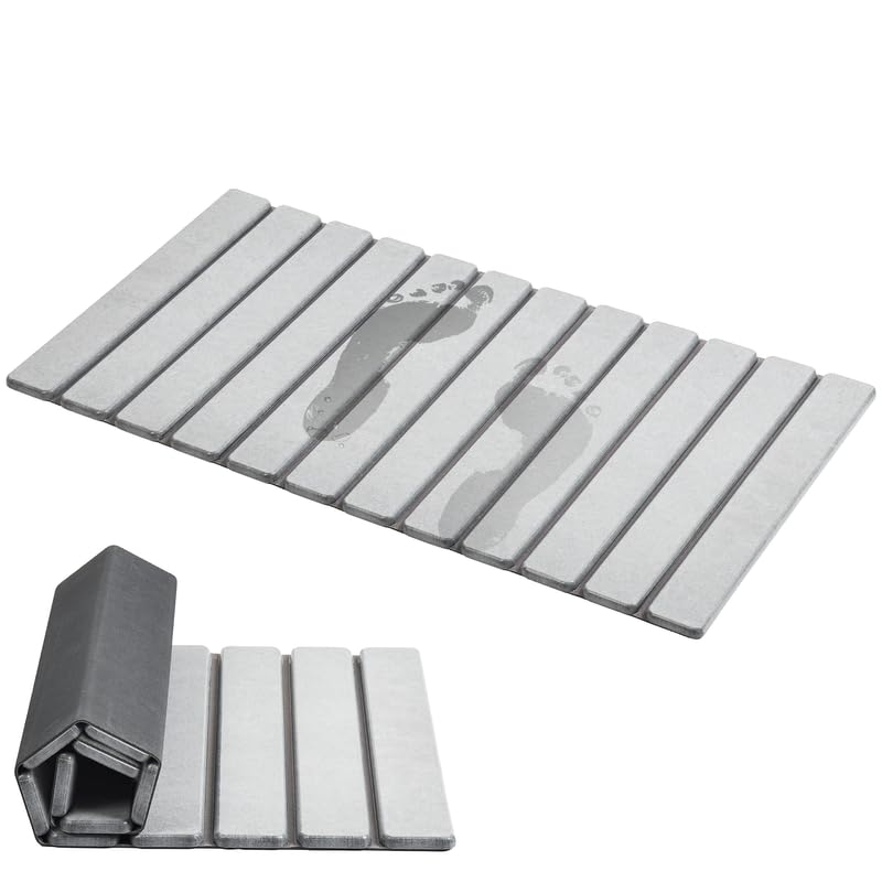 AWW Foldable Stone Bath Mat shows a quick-dry surface for clean, dry feet after shower