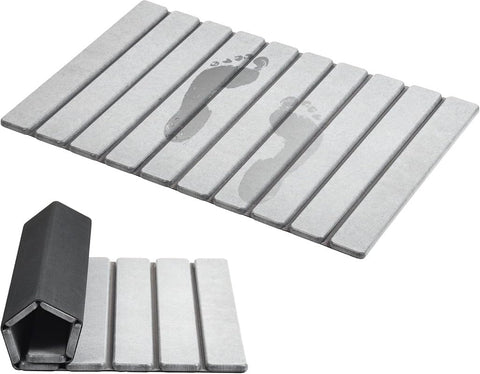 AWW Foldable Stone Bath Mat quick-dry surface handles wet feet.