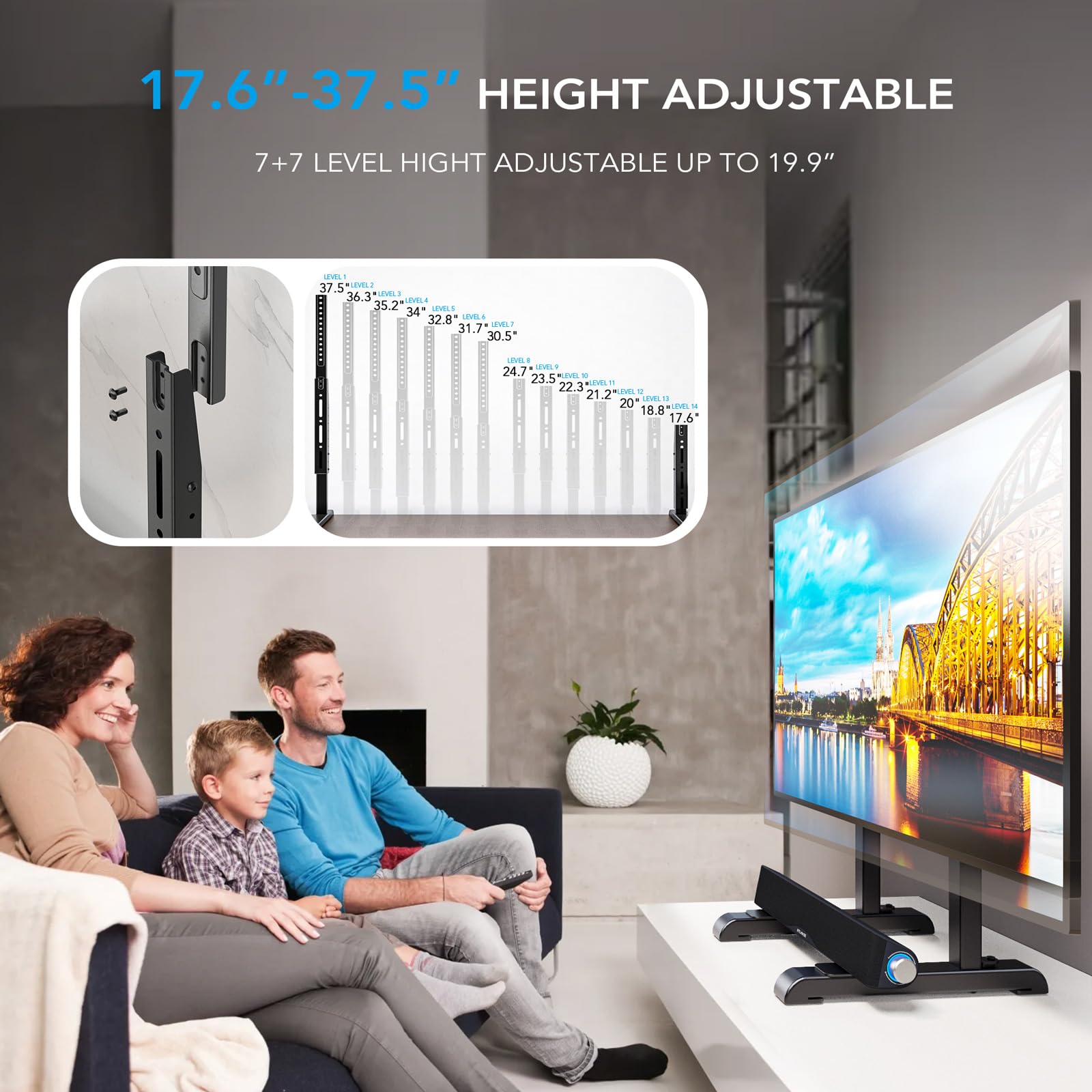 AX WABER side view demonstrates height adjustment for optimal viewing angle