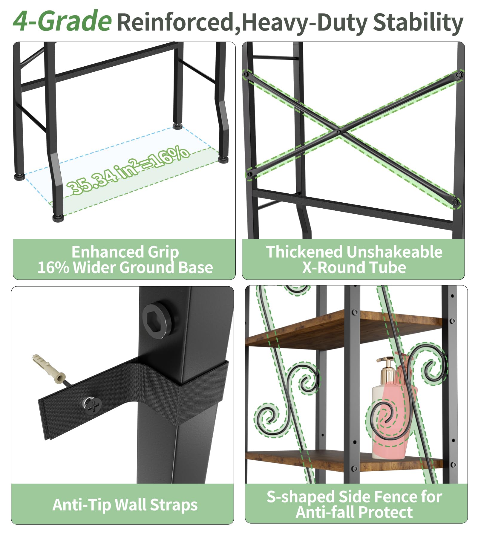 Axdtvoz anti-tip wall straps enhance stability on uneven floors.