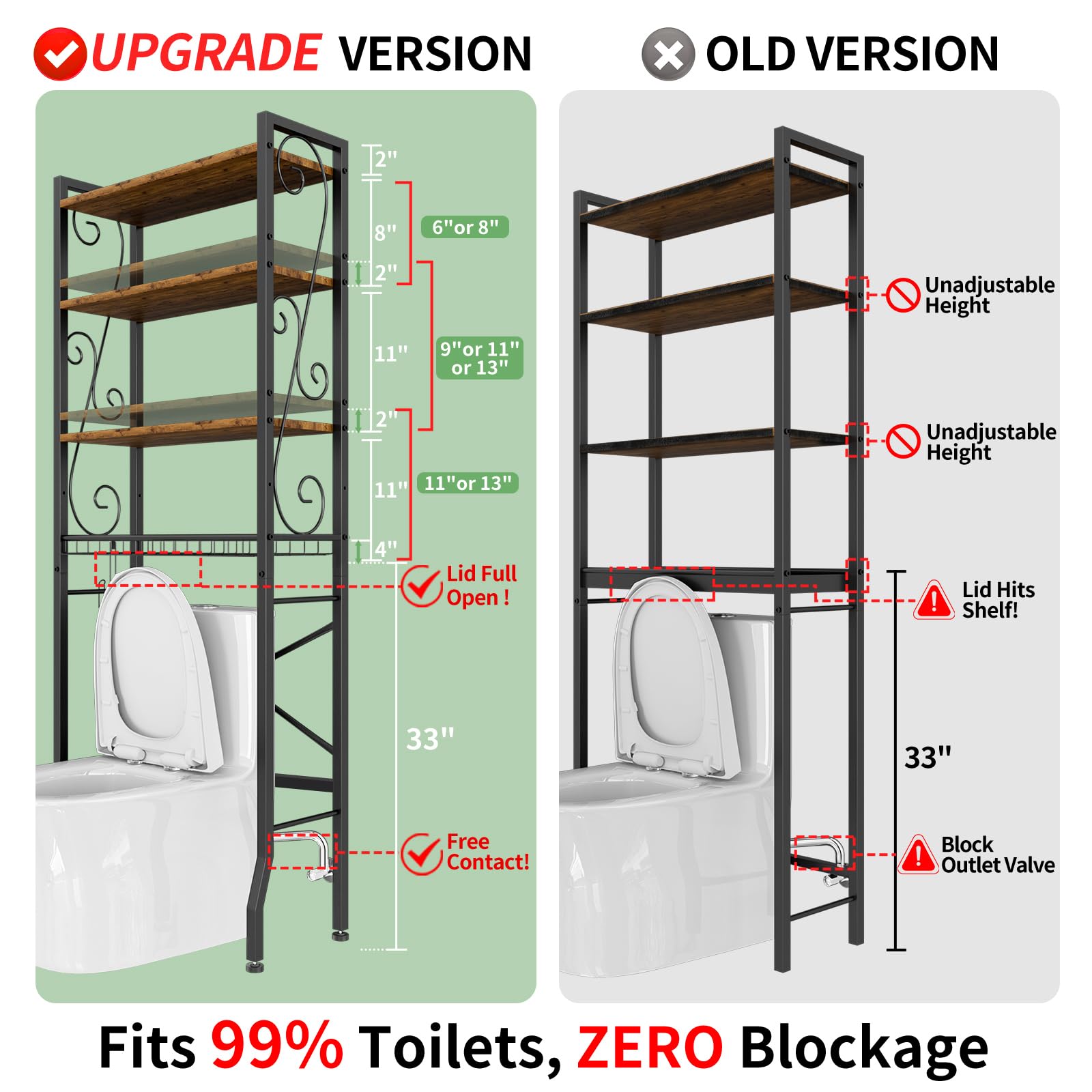 Axdtvoz bathroom shelves adjustable wood for flexible organization.