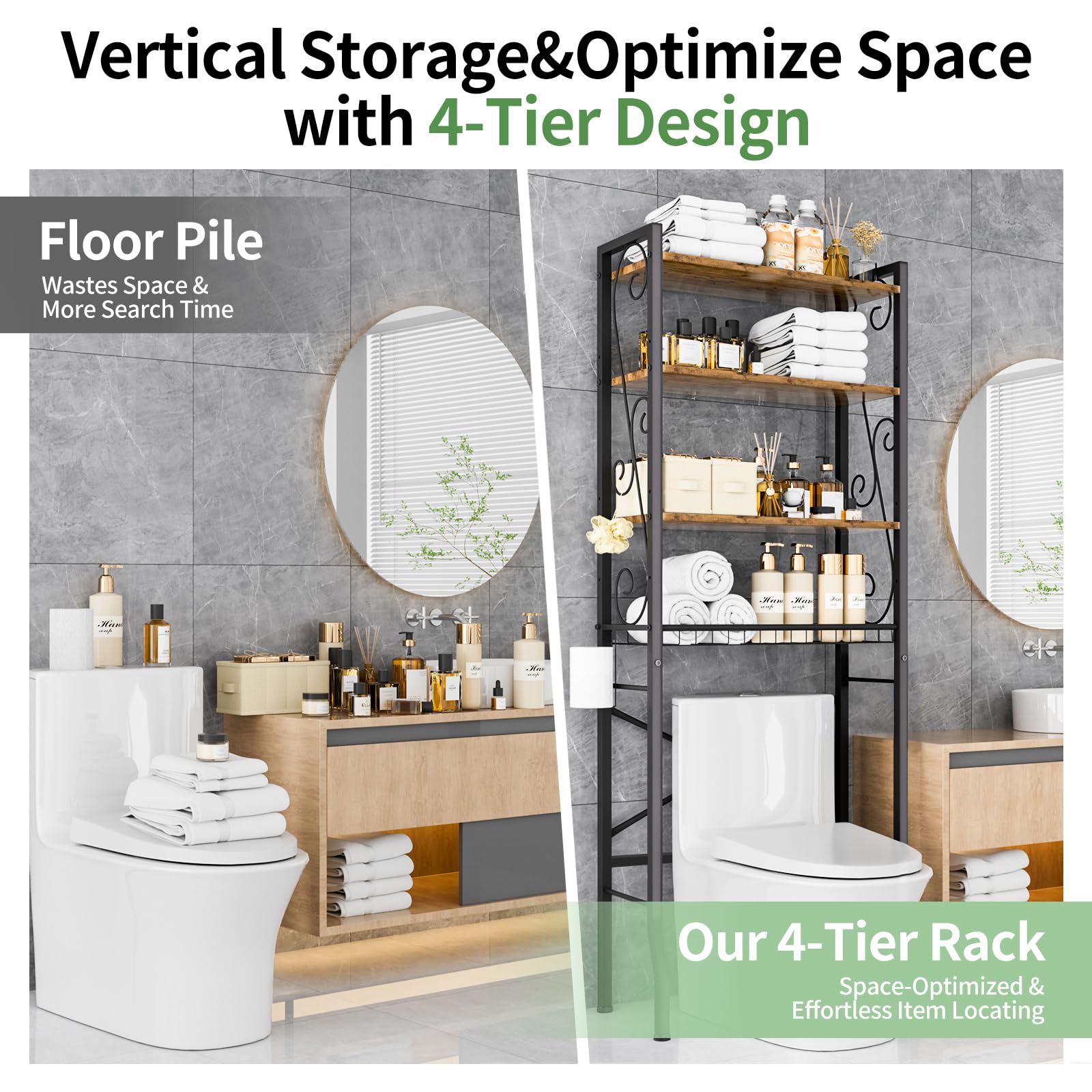 Axdtvoz heavy-duty metal frame supports up to 30 lbs per shelf.