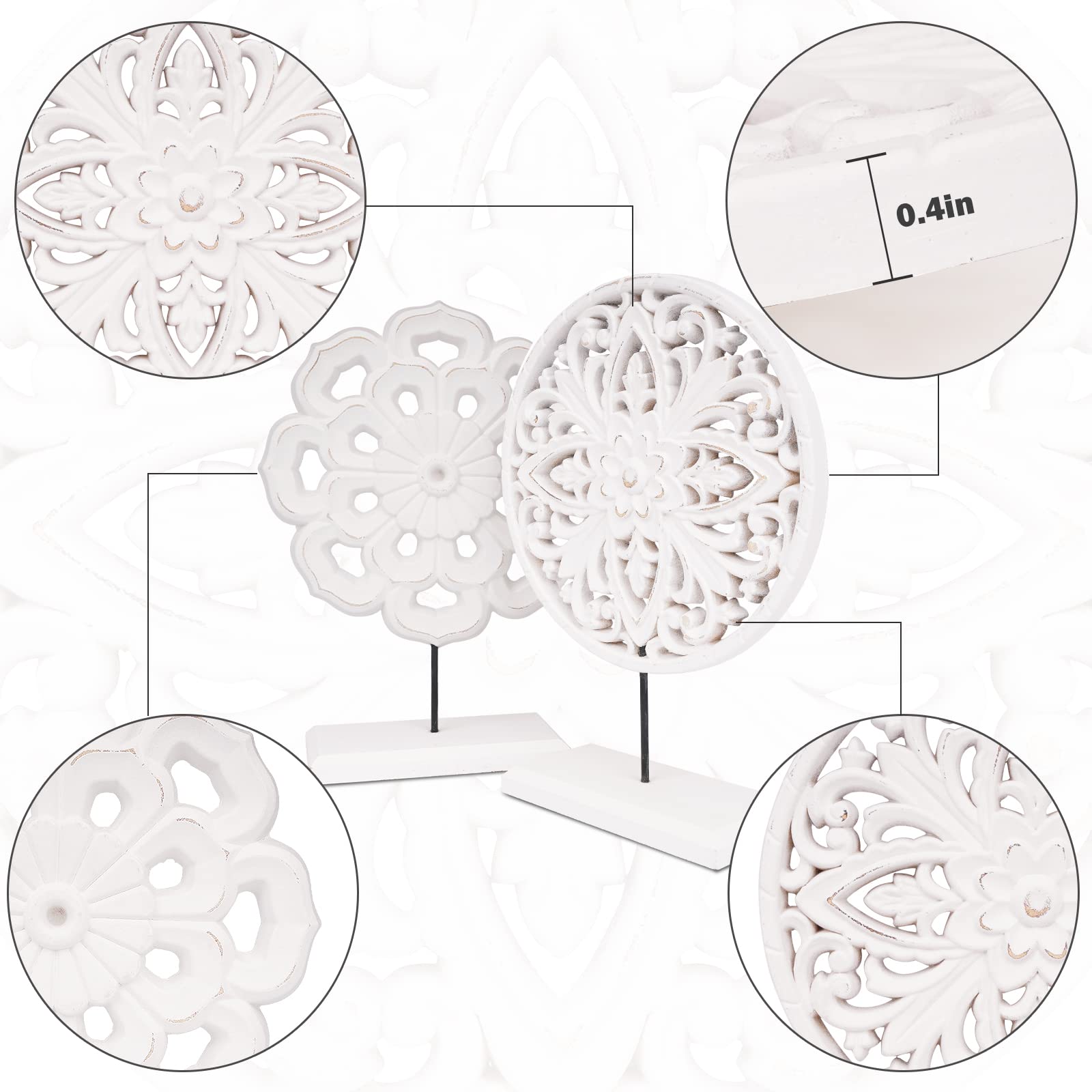 AXEARTE round wooden sculpture fits tabletop or desk spaces.