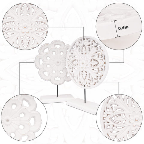 AXEARTE round wooden sculpture fits tabletop or desk spaces.
