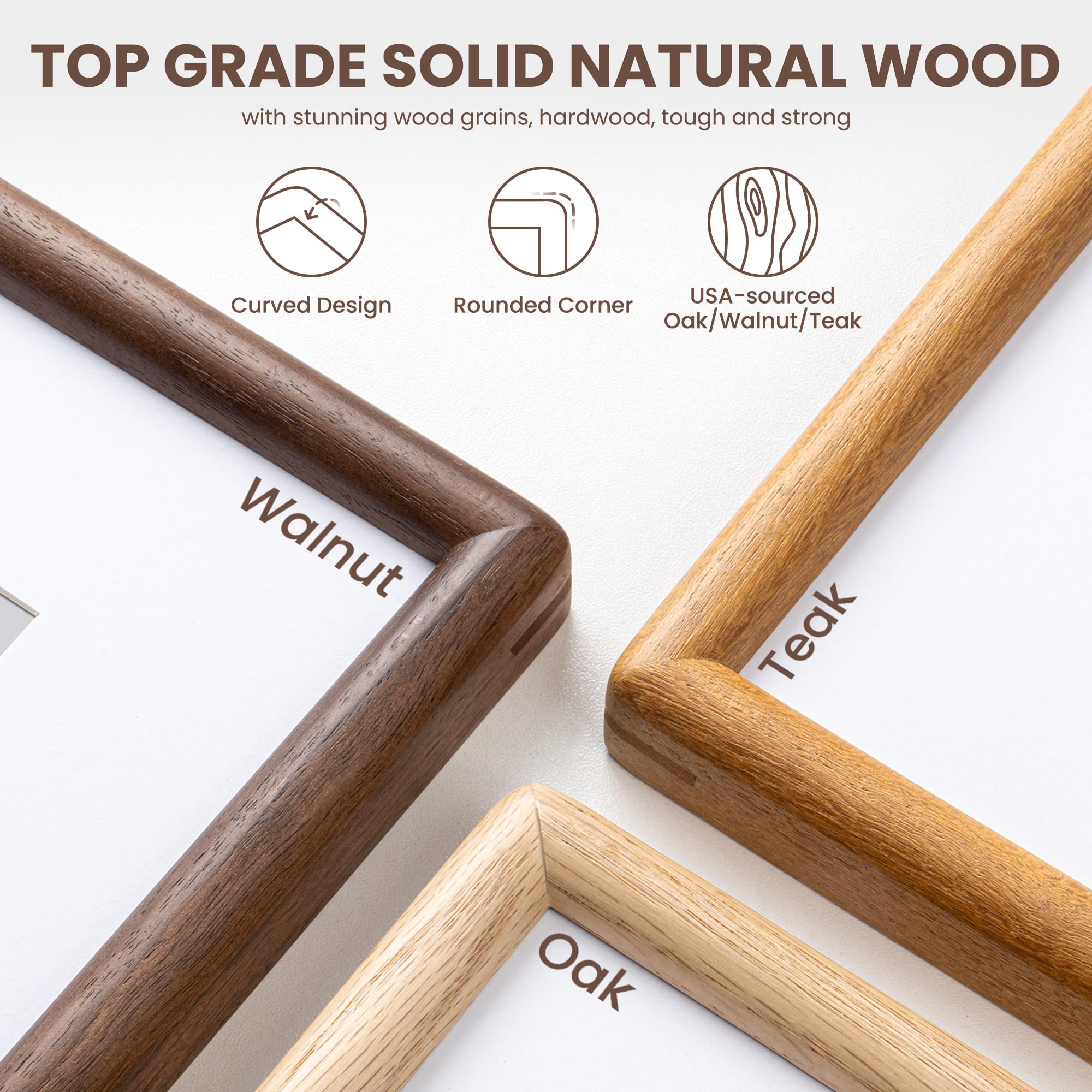 Axeman 8x10 walnut frame tempered glass offers clear, scratch-resistant viewing