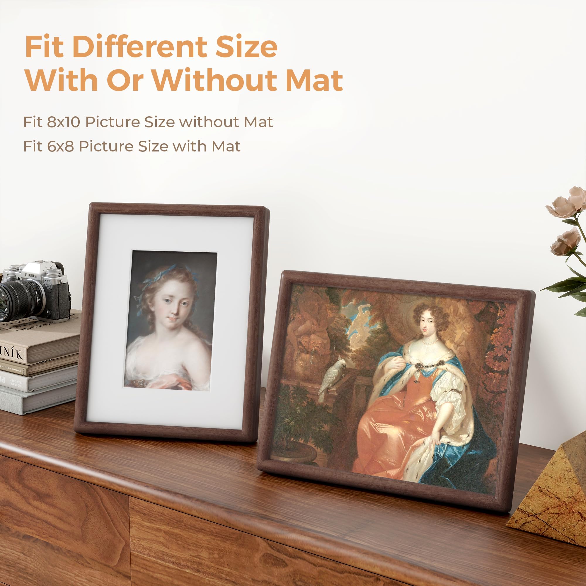 Axeman 8x10 walnut frame wall mount with kickstand enables flexible display