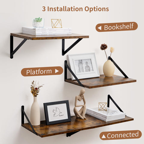 Axeman deep floating shelf in bedroom beside lamp and books as a nightstand alternative