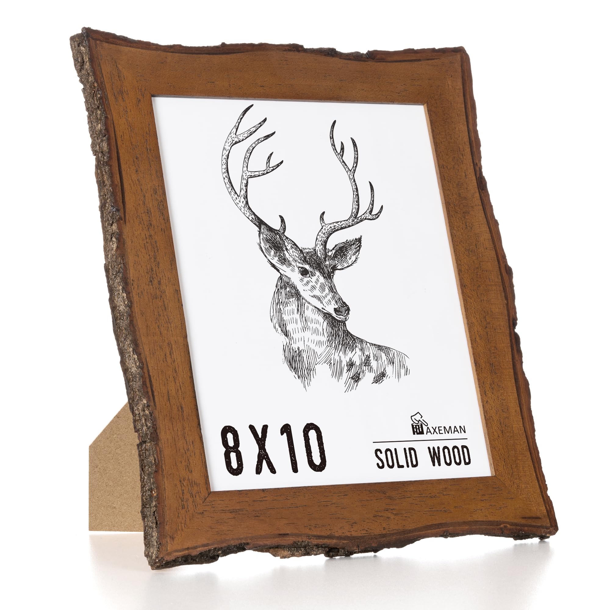 Axeman 8x10 live edge frame with natural bark edges for rustic decor