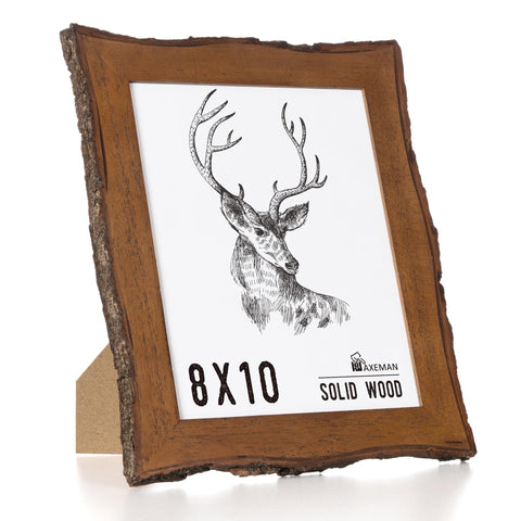 Axeman 8x10 live edge frame with natural bark edges for rustic decor