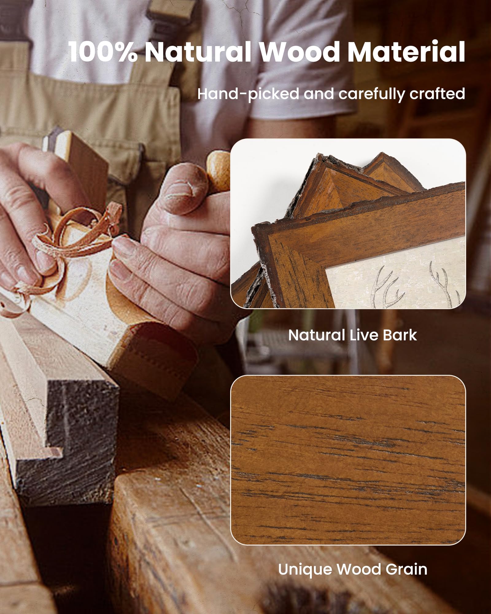 Axeman rustic 8x10 frame suitable for table or wall display.