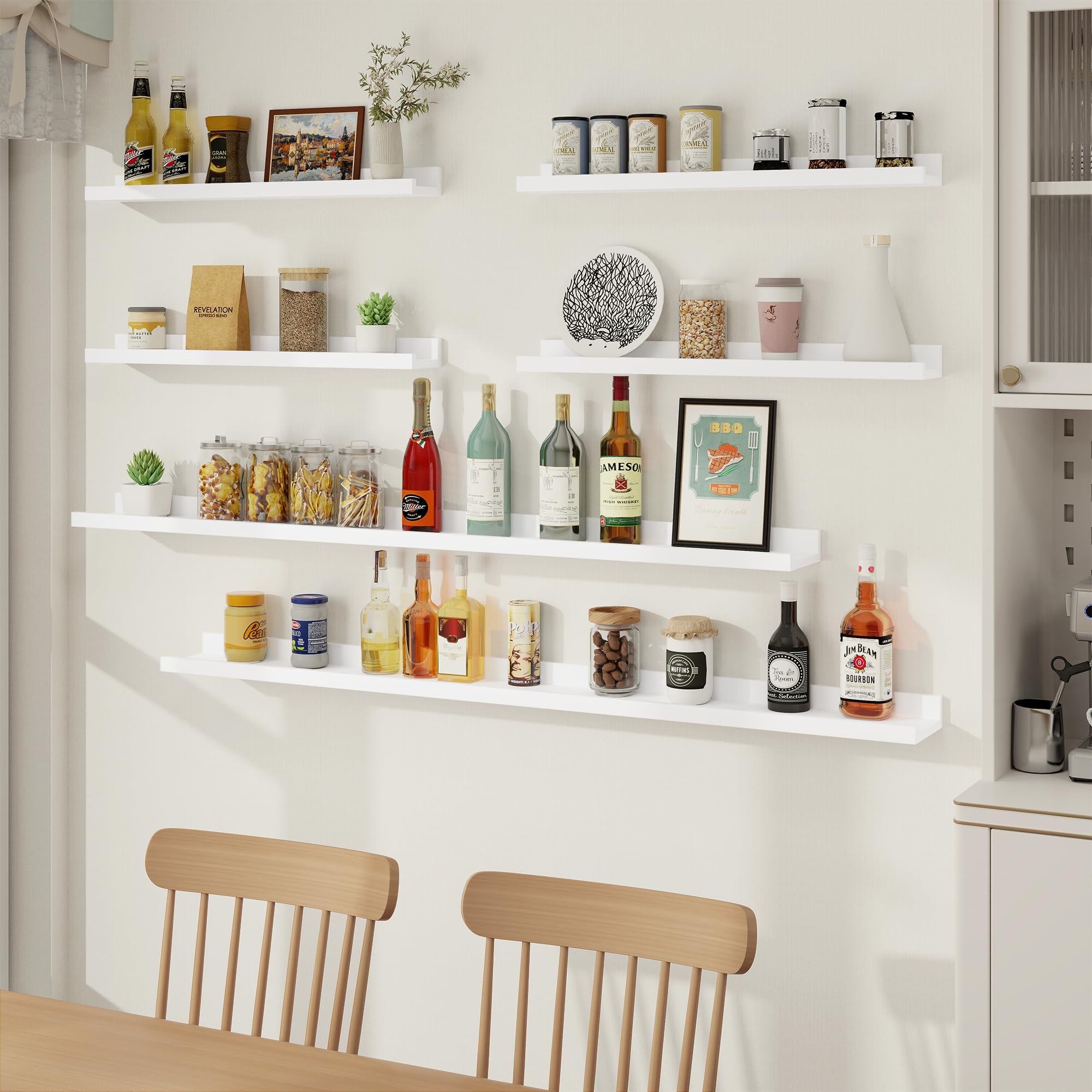 Axeman white floating shelves ideal for nursery, bathroom, and kitchen organization