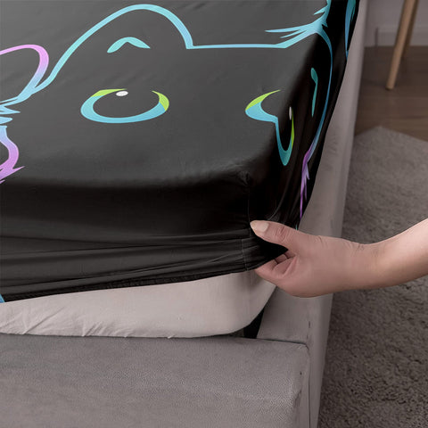 Axolotl full pillowcases pair with cat print for cozy nights.