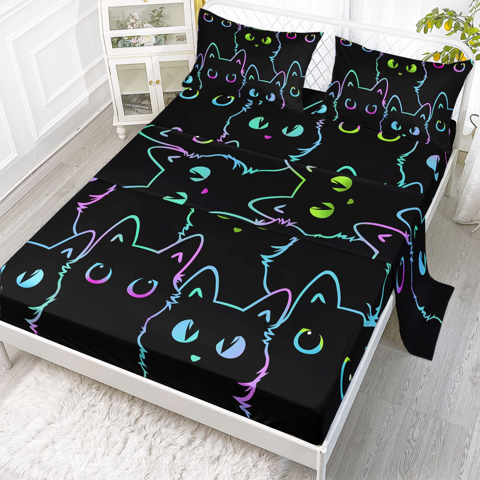 Axolotl twin fitted sheet with gradient line offers soft, breathable comfort.