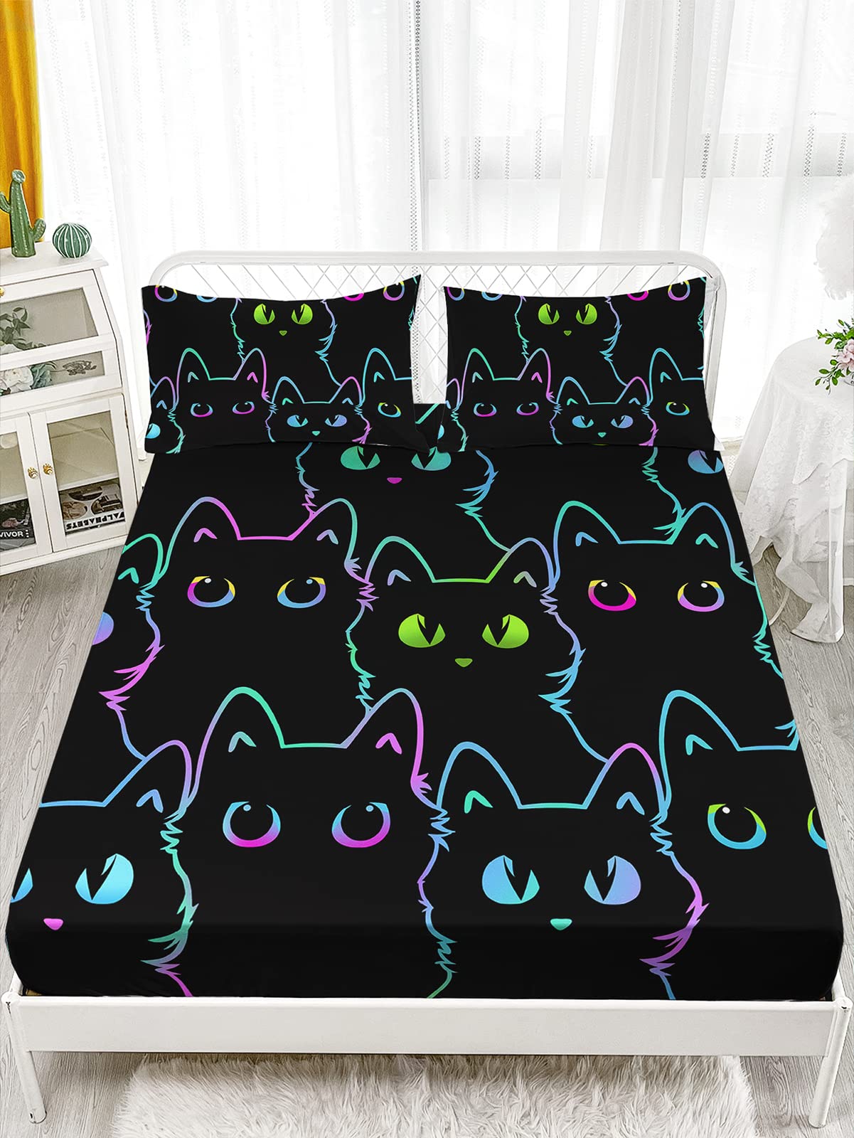 Axolotl twin flat sheet showcases vibrant cat design to spark bedtime imagination.
