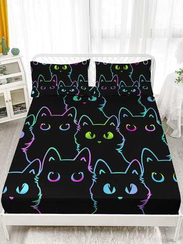 Axolotl twin flat sheet showcases vibrant cat design to spark bedtime imagination.