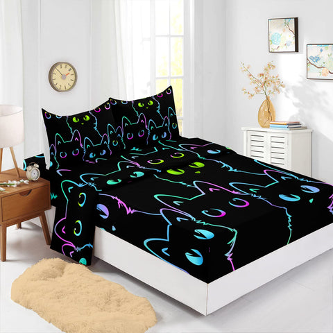 Axolotl twin pillowcases accompany a playful cat print for dreamy nights.