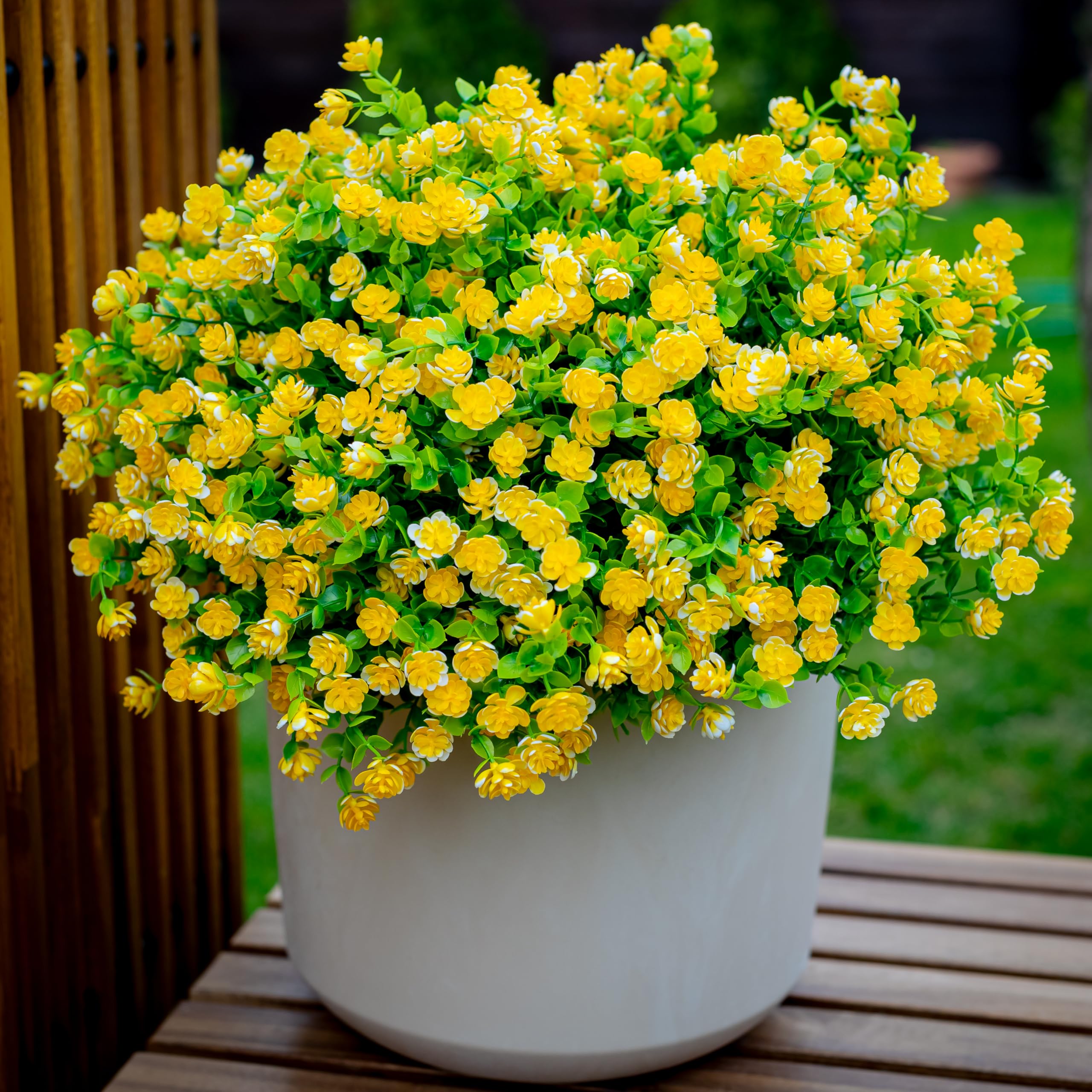 AXYLEX 14-inch artificial greenery arrangements for balconies and decks.