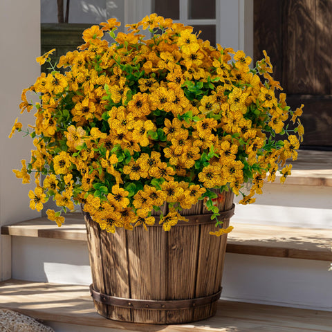 AXYLEX artificial mums bundle closeup, vibrant color and no-fade appeal for outdoor decor.