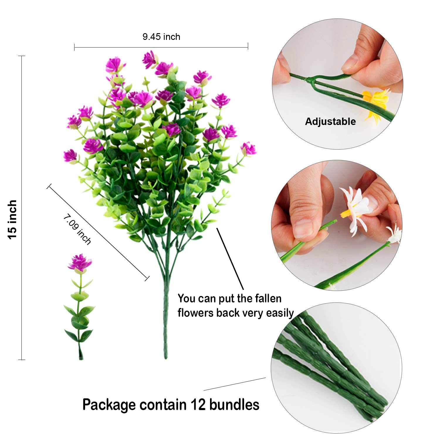 AXYLEX 14-inch artificial stems for porch and deck ambiance.