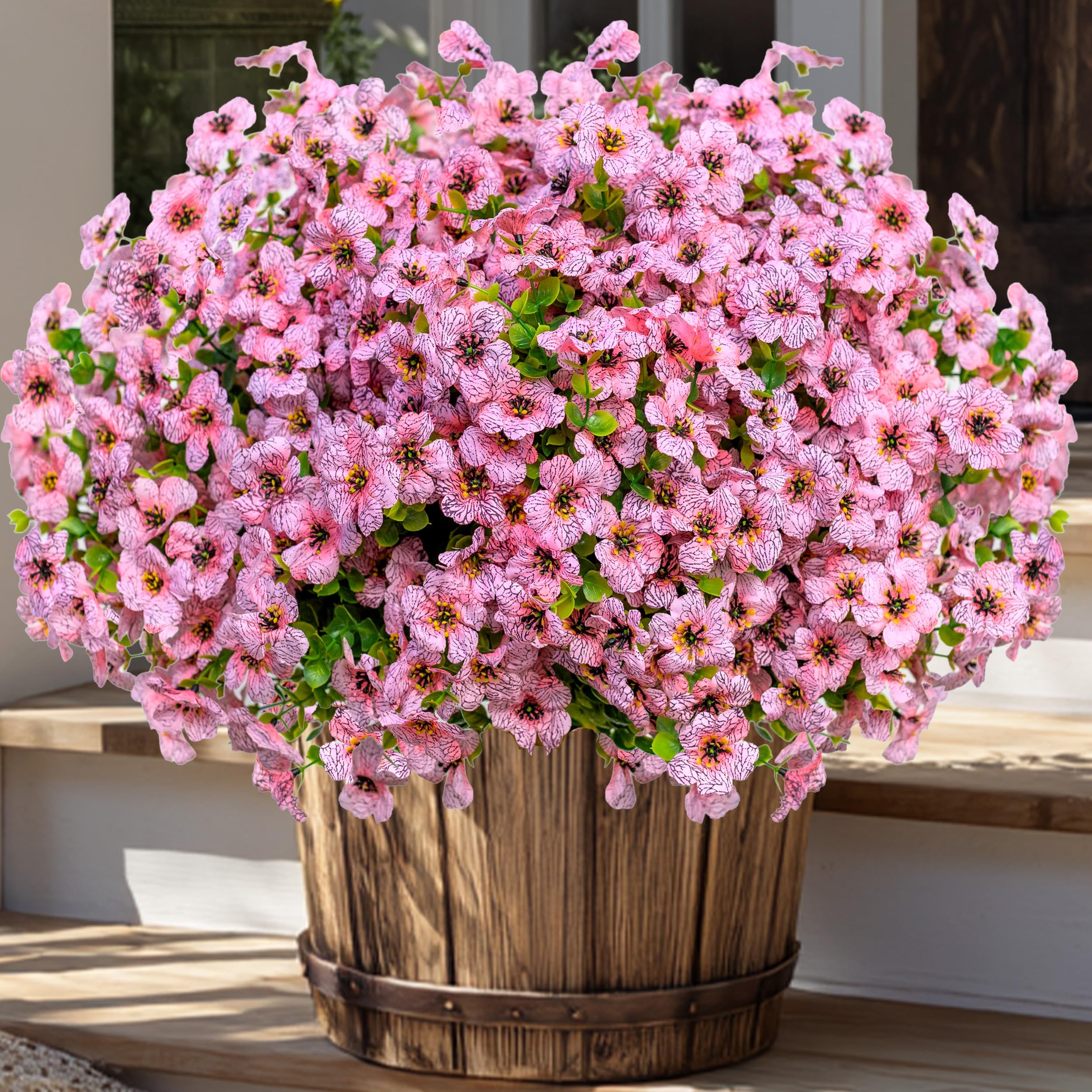 AXYLEX outdoor pink artificial flowers in bundles for year-round color.