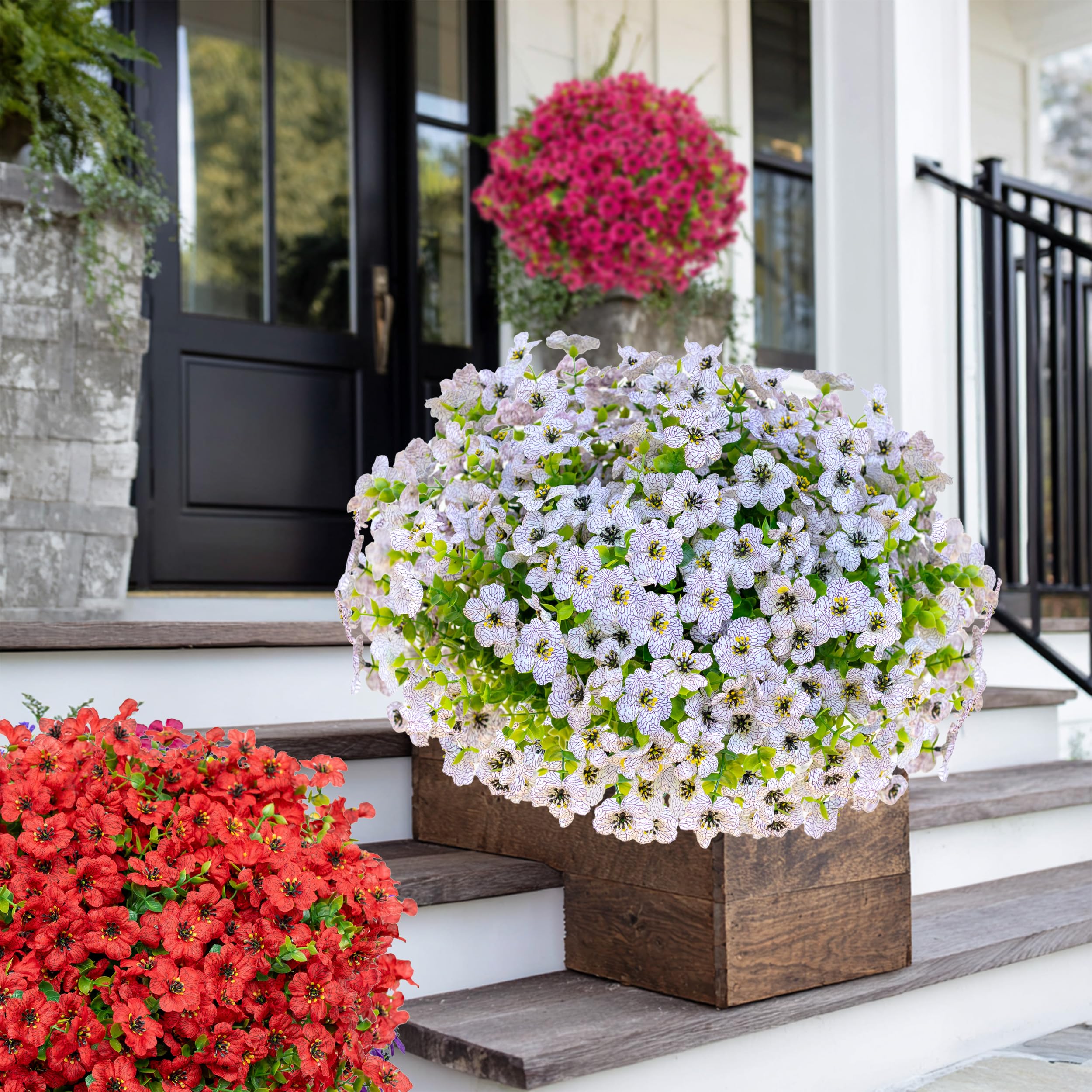 AXYLEX boxwood greenery with UV resistance stands up to sun and rain.