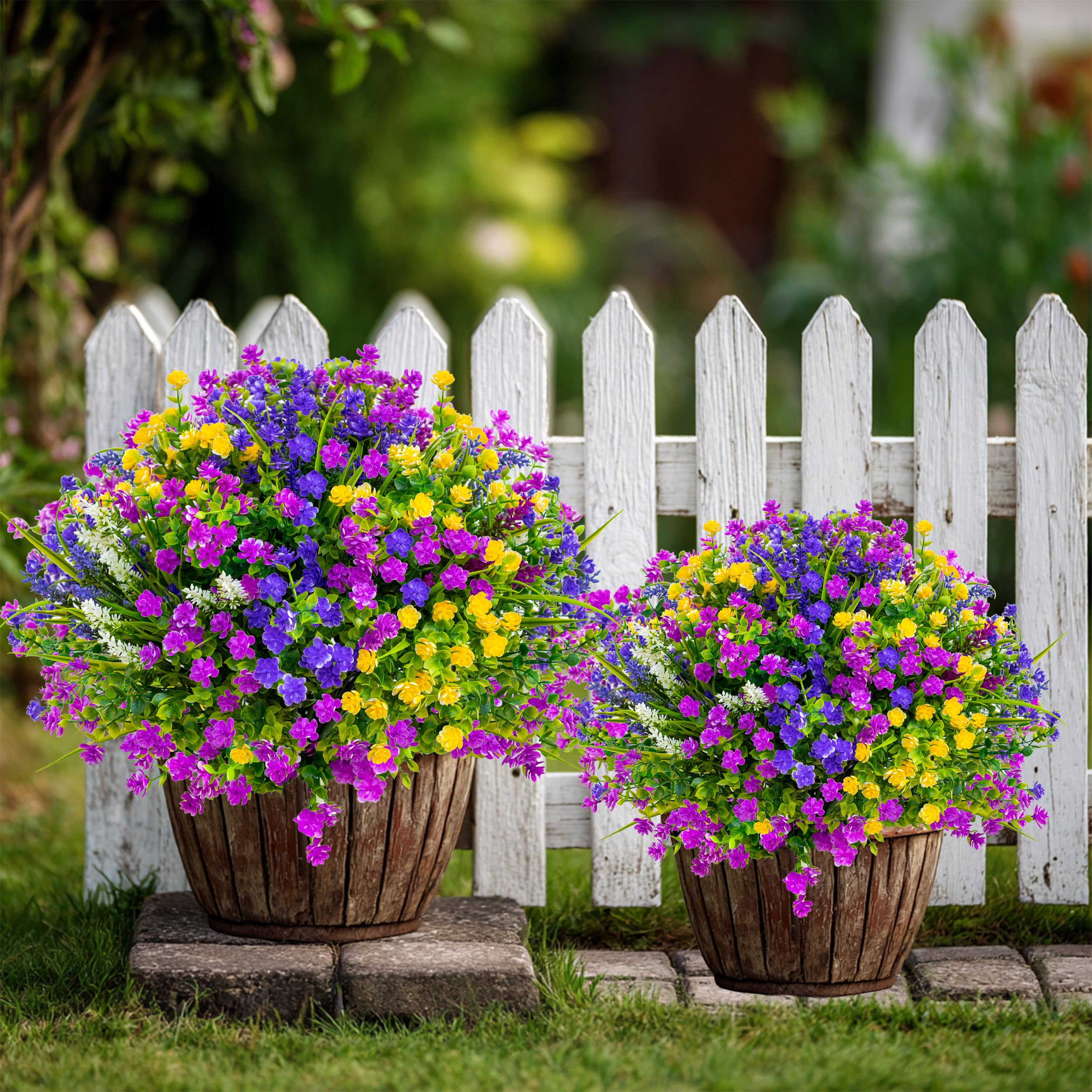 AXYLEX no-fade faux greenery ideal for porches and balconies.