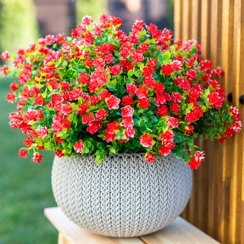 AXYLEX red faux greenery for outdoors enhances privacy on porches and balconies.
