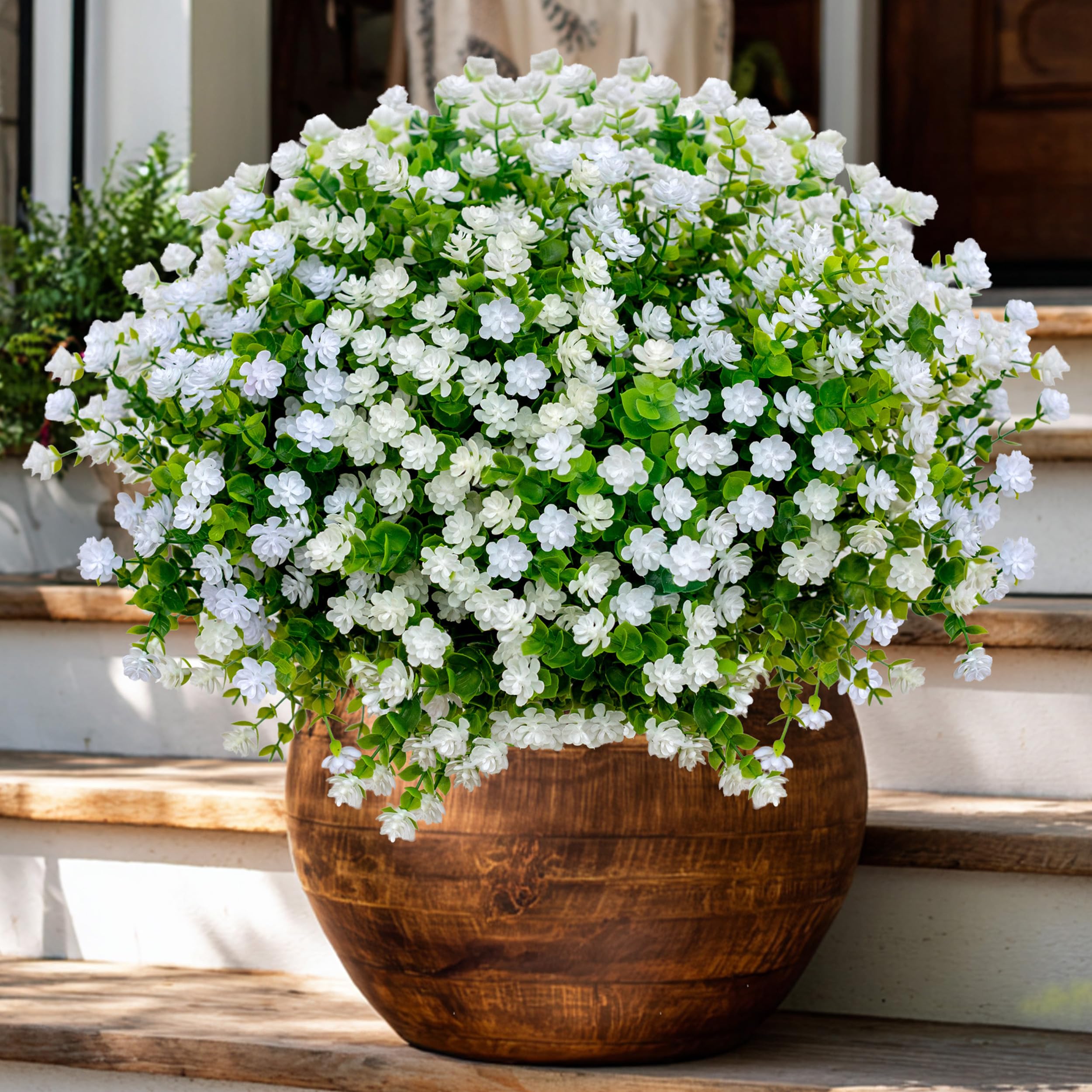 AXYLEX outdoor artificial flowers 12-bundle display adds lush, maintenance-free beauty to porches.