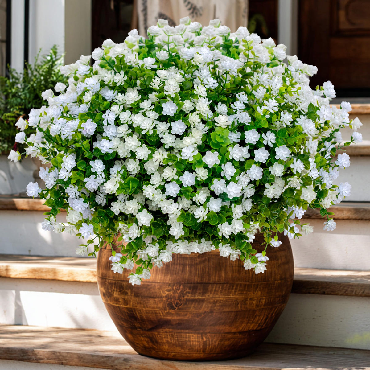 AXYLEX outdoor artificial flowers 12-bundle display adds lush, maintenance-free beauty to porches.