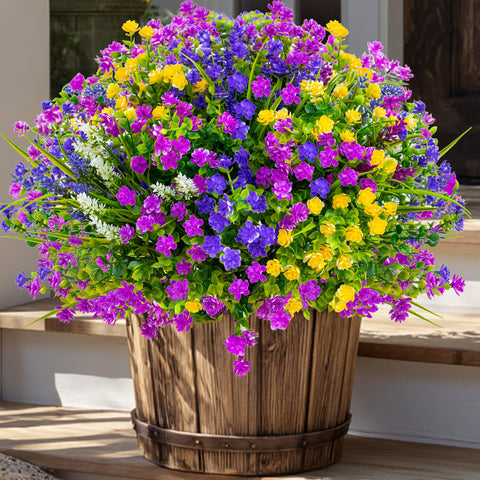 AXYLEX outdoor artificial flowers 12 bundles provide year-round greenery with zero maintenance.