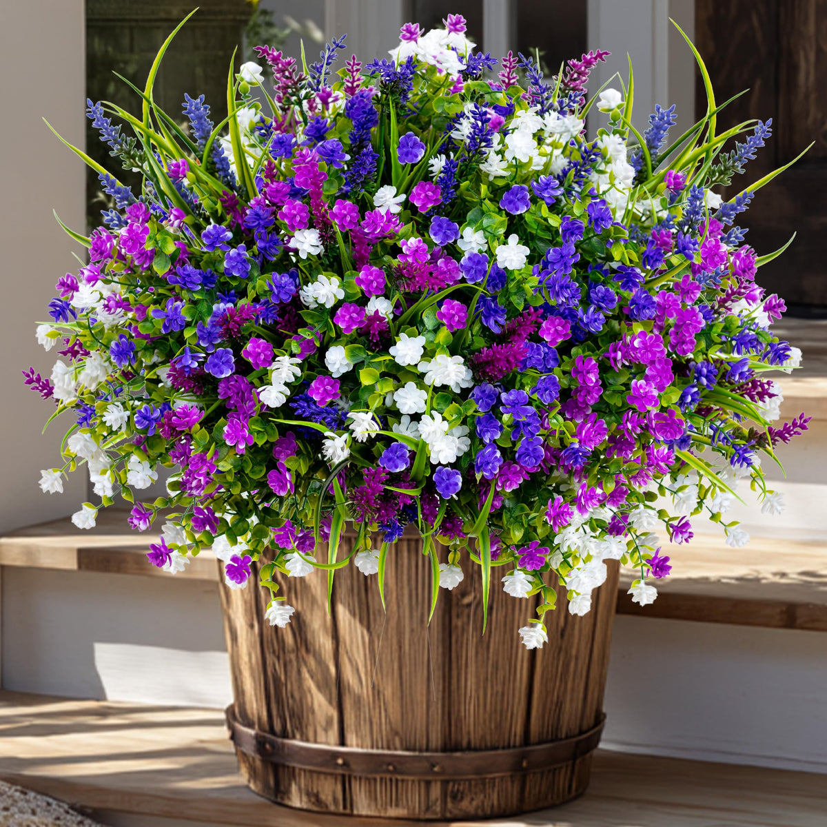 AXYLEX outdoor artificial flowers in mixed colors brighten porches without maintenance