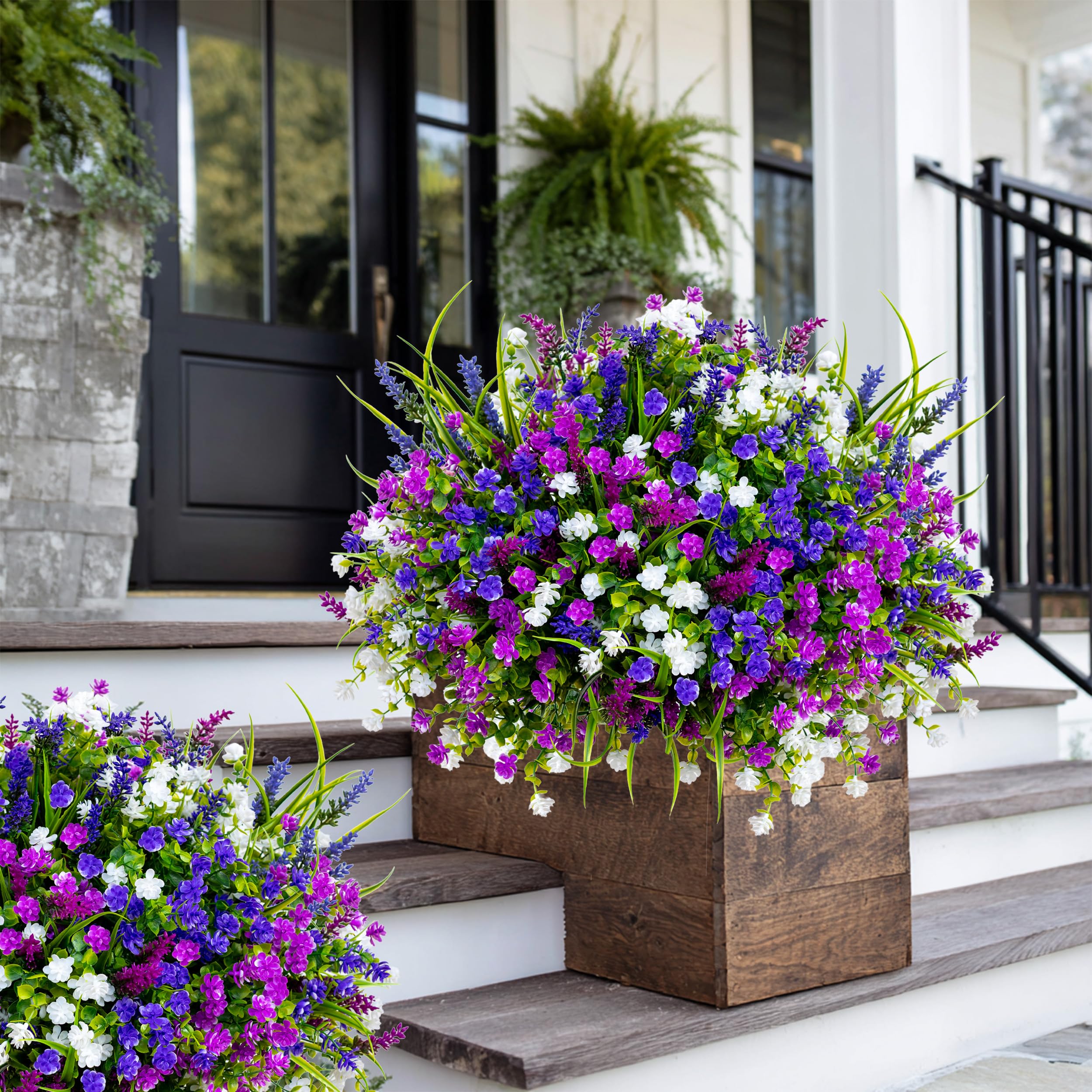 AXYLEX UV-resistant outdoor flowers stay vibrant on decks through sun-soaked days