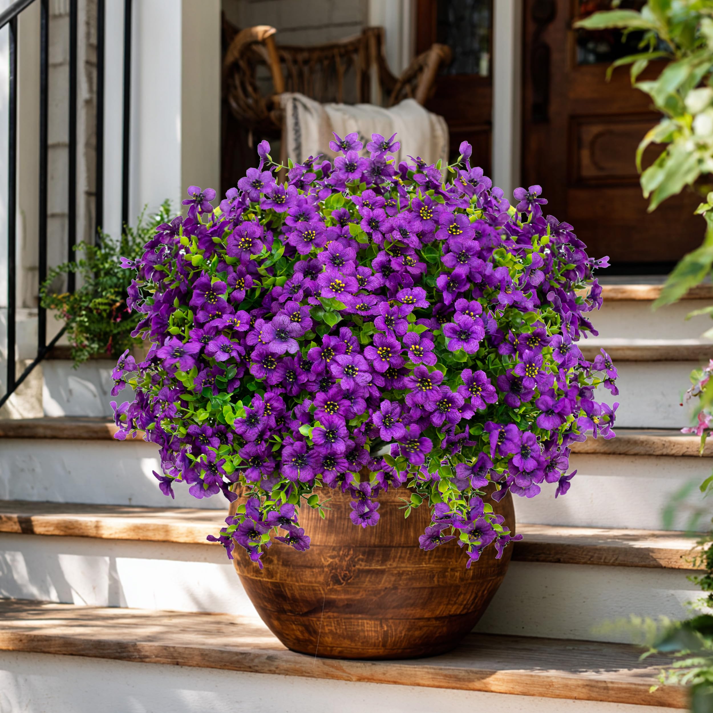 AXYLEX purple outdoor artificial flowers resist fading for decks and porches