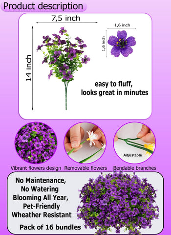 AXYLEX 16-bundle purple greenery provides hassle-free garden décor