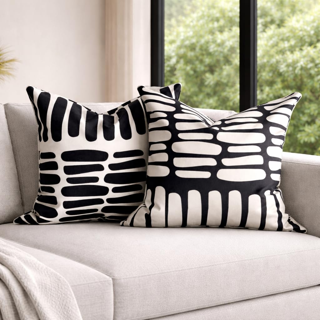 AYAY abstract velvet pillow front view shows modern design and soft texture.