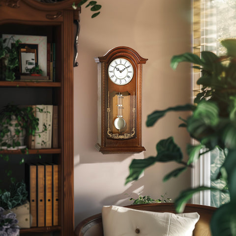 AYRELY 26in clock gold pendulum adds a touch of luxury.