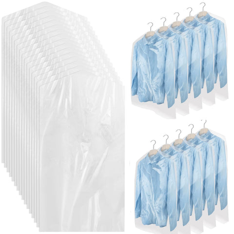 AYZTKUX 100-pack dry cleaning bags with hanger slot protect garments from dust.